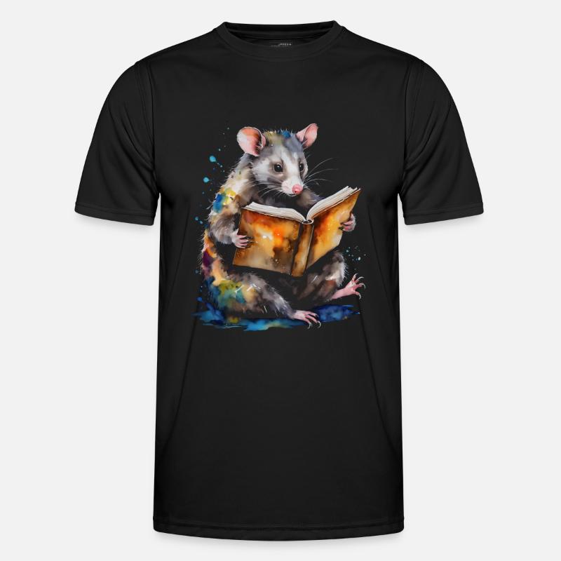 Possum Lecture Coloré Animal Design Imprimer T-shirt sport Homme