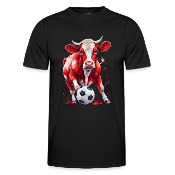 Cow Football Colorful Switzerland Animal Design Print - Men's Functional T-Shirt - black - Front - AI Model Male 178 dark (178cm)