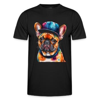 French Bulldog Snapback Cap Frenchie Dog - Men's Functional T-Shirt - black - Front - AI Model Male 178 dark (178cm)