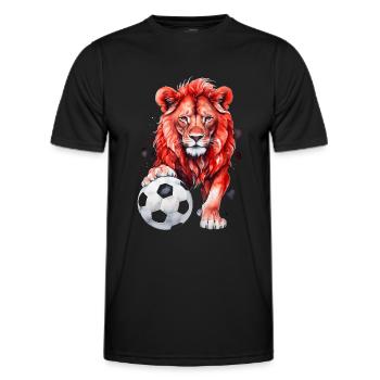 Lion Football Colorful Austria Animal Design Print - Men's Functional T-Shirt - black - Front - AI Model Male 178 dark (178cm)