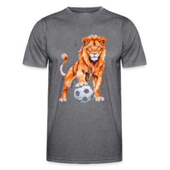 Lion Football Colorful Holland Netherlands Design Print - Men's Functional T-Shirt - dark melange  - Front - AI Model Male 178 dark (178cm)