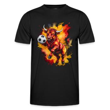 Bull Football Colorful Spain Animal Design Print - Men's Functional T-Shirt - black - Front - AI Model Male 178 dark (178cm)