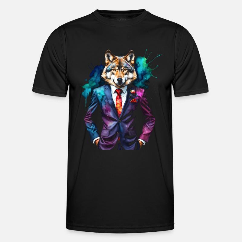 Costume de loup imprimé de conception animale colorée T-shirt sport Homme