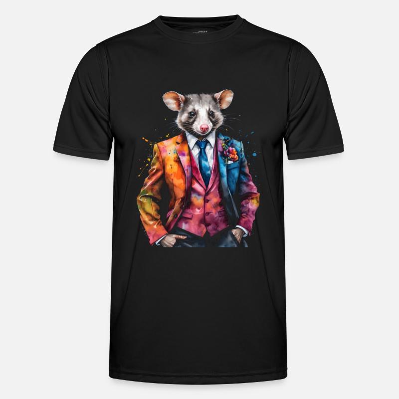 Opossum Anzug Bunt Tier Design Print Männer Funktions-T-Shirt