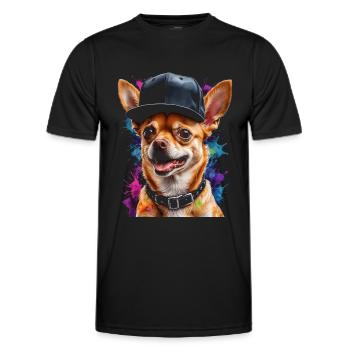 Chihuahua Snapback Cap Dog Funny Design Print - Men's Functional T-Shirt - black - Front - AI Model Male 178 dark (178cm)