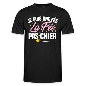 Je suis une fée la fée pas chier - T-shirt sport Homme - noir - Devant - AI Model Male 178 dark (178cm)