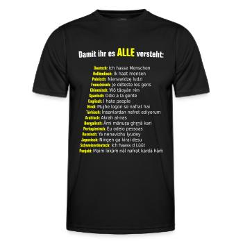Ich hasse Menschen - in 16 Sprachen - Männer Funktions-T-Shirt - Schwarz - Vorne - AI Model Male 178 dark (178cm)