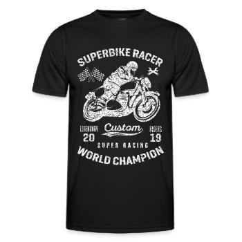 Motorcyclist motorcycle motorcycle racing biker - Men's Functional T-Shirt - black - Front - AI Model Male 178 dark (178cm)