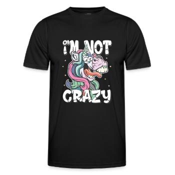 i am not crazy - crazy unicorn gift - Men's Functional T-Shirt - black - Front - AI Model Male 178 dark (178cm)