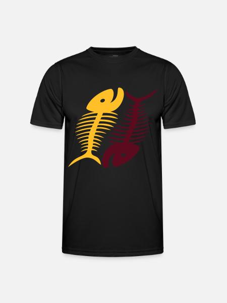 Smiling Fishbones - Männer Funktions-T-Shirt - Schwarz