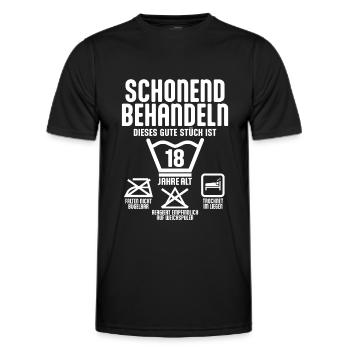 SCHONEND BEHANDELN 18 JAHRE ALT 18. GEBURTSTAG - Männer Funktions-T-Shirt - Schwarz - Vorne - AI Model Male 178 dark (178cm)
