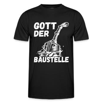 Gott der Baustelle - Bauarbeiter Geschenk - Männer Funktions-T-Shirt - Schwarz - Vorne - AI Model Male 178 dark (178cm)