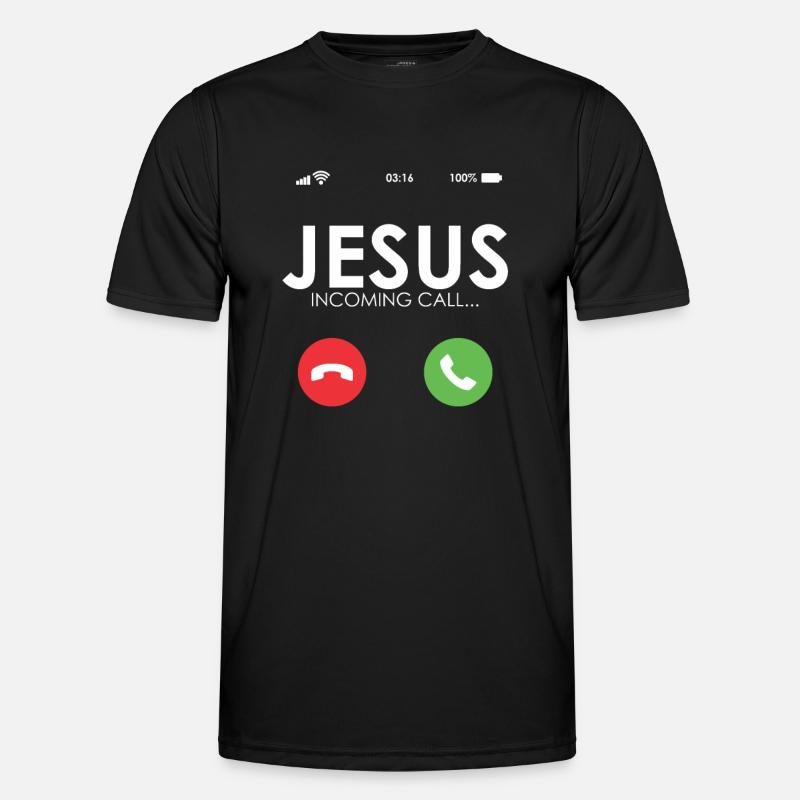 Jesus Is Calling Christian - Men's Functional T-Shirt - black