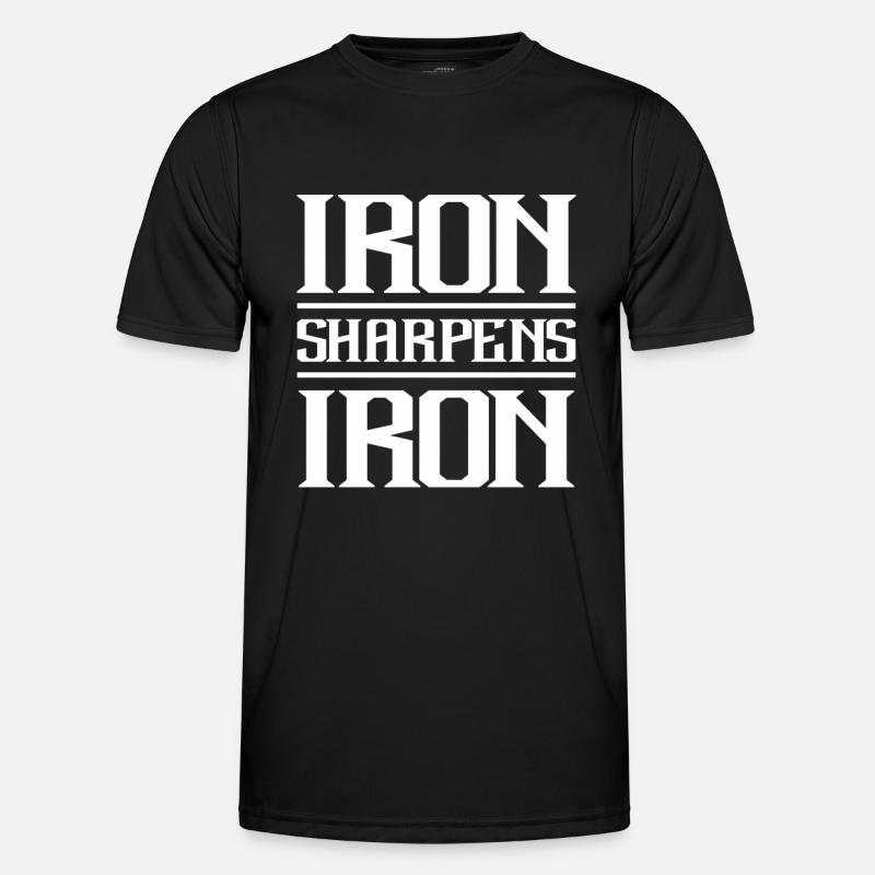 Iron Sharpens Iron Christian Workout Iron - Men's Functional T-Shirt - black
