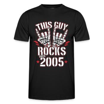This guy has been rocking since 2005 vintage birthday - Men's Functional T-Shirt - black - Front - AI Model Male 178 dark (178cm)