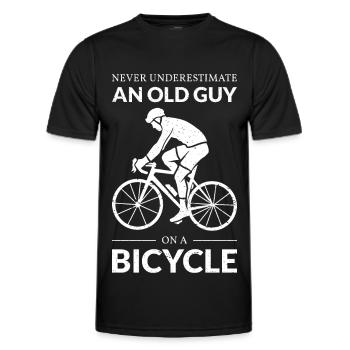 Ne sous-estimez jamais un vieil homme sur un vélo IV - T-shirt sport Homme - noir - Devant - AI Model Male 178 dark (178cm)