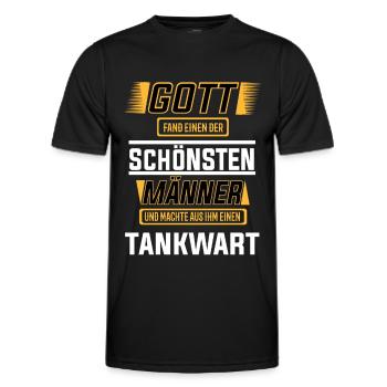 Tankwart, einer der schönsten Männer der Welt - Männer Funktions-T-Shirt - Schwarz - Vorne - AI Model Male 178 dark (178cm)