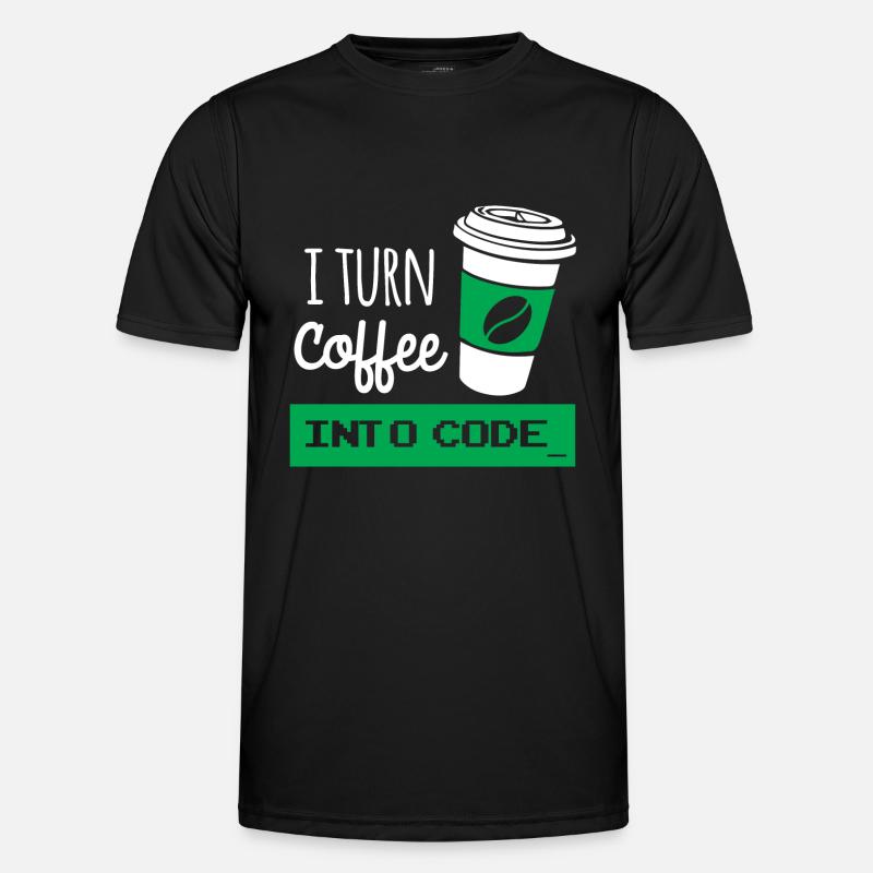 I turn coffee into developer code Men's Functional T-Shirt
