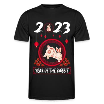 Year of the Rabbit 2023 -Chinesisches Neujahrsfest - Männer Funktions-T-Shirt - Schwarz - Vorne - AI Model Male 178 dark (178cm)