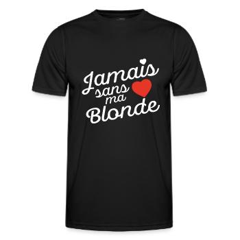 Never without my blonde Valentine's Day - Men's Functional T-Shirt - black - Front - AI Model Male 178 dark (178cm)