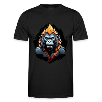 angry baboon with long teeth - Men's Functional T-Shirt - black - Front - AI Model Male 178 dark (178cm)