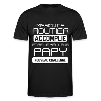 Routier cadeau drôle papy futur papi retraite - T-shirt sport Homme - noir - Devant - AI Model Male 178 dark (178cm)