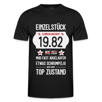 44. GEBURTSTAG 1982 EINZELSTÜCK PREISSCHILD - Männer Funktions-T-Shirt - Schwarz - Vorne - AI Model Male 178 dark (178cm)