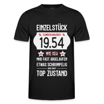 72. GEBURTSTAG 1954 EINZELSTÜCK PREISSCHILD - Männer Funktions-T-Shirt - Schwarz - Vorne - AI Model Male 178 dark (178cm)