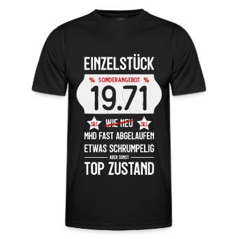 55. GEBURTSTAG 1971 EINZELSTÜCK PREISSCHILD - Männer Funktions-T-Shirt - Schwarz - Vorne - AI Model Male 178 dark (178cm)