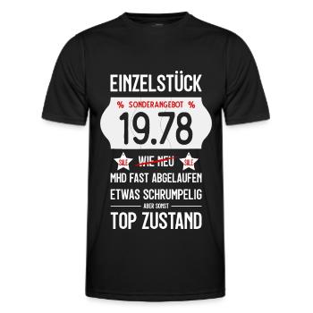 48. GEBURTSTAG 1978 EINZELSTÜCK PREISSCHILD - Männer Funktions-T-Shirt - Schwarz - Vorne - AI Model Male 178 dark (178cm)