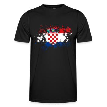 Kroatien Flagge Farbklecks Adria Zagreb Kroatisch - Männer Funktions-T-Shirt - Schwarz - Vorne - AI Model Male 178 dark (178cm)