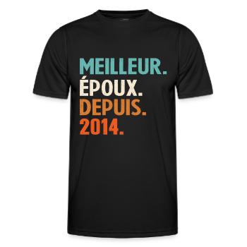 Meilleur Époux Depuis 2014 | 10 anniversaire - T-shirt sport Homme - noir - Devant - AI Model Male 178 dark (178cm)