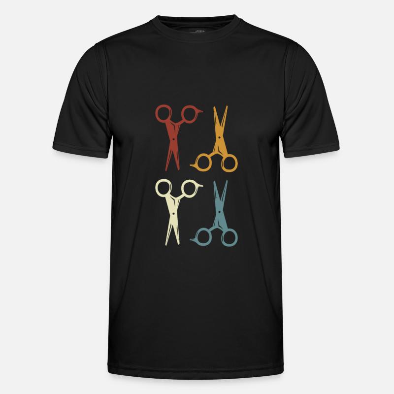 Coiffeur & coiffeuse, crésons de ciseaux - T-shirt sport Homme - noir
