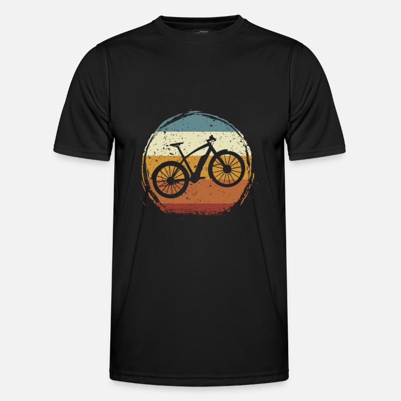 E-Bike, E-VTT, Retro coucher de soleil E-Biker T-shirt sport Homme