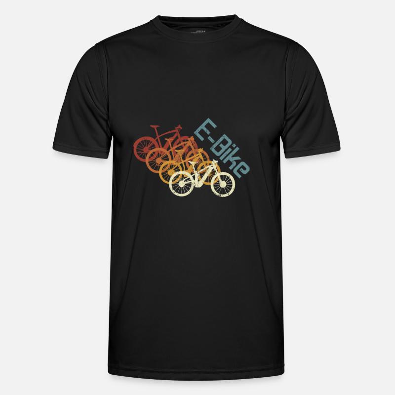 E-Bike, E-MTB, Retro Sunset E-Biker - Men's Functional T-Shirt - black