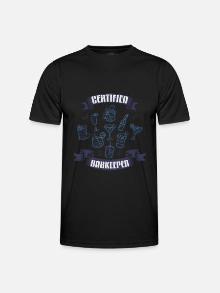Barman certifié, Bartender - T-shirt sport Homme - noir
