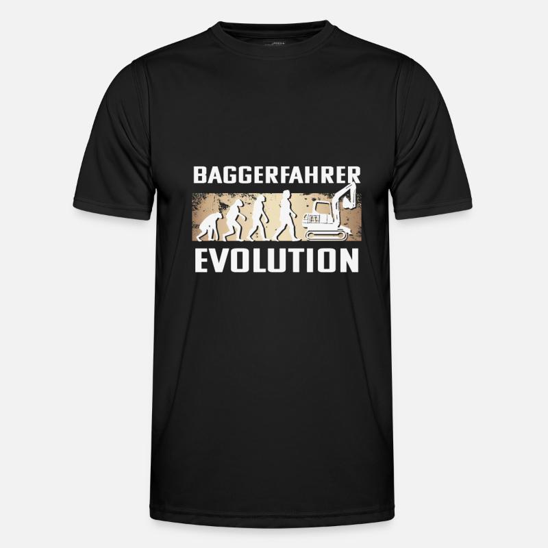 Baggerfahrer Evolution - Männer Funktions-T-Shirt - Schwarz