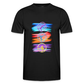 Farbenfrohes Rhönrad mit Rhönradturnerin - Männer Funktions-T-Shirt - Schwarz - Vorne - AI Model Male 178 dark (178cm)