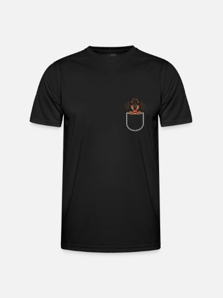 Dackel in der Brusttasche - Männer Funktions-T-Shirt - Schwarz