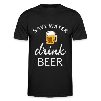Spare Wasser Trink Bier - Männer Funktions-T-Shirt - Schwarz - Vorne - AI Model Male 178 dark (178cm)