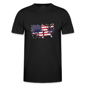 Amerikanische Flagge Slackline - Männer Funktions-T-Shirt - Schwarz - Vorne - AI Model Male 178 dark (178cm)