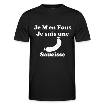 barbecue I don't care I'm a Sausage - Men's Functional T-Shirt - black - Front - AI Model Male 178 dark (178cm)