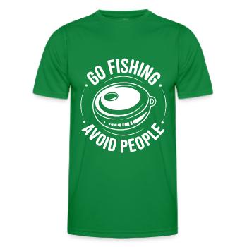 Aller à la pêche, éviter les gens, se reposer au bord de l’eau - T-shirt sport Homme - vert - Devant - AI Model Male 178 dark (178cm)