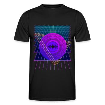 Record in 80s style. - Men's Functional T-Shirt - black - Front - AI Model Male 178 dark (178cm)