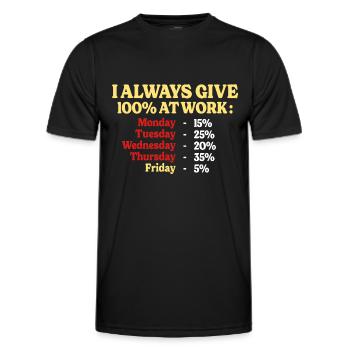 100% Au Travail Humour Métier Personnalisable - T-shirt sport Homme - noir - Devant - AI Model Male 178 dark (178cm)