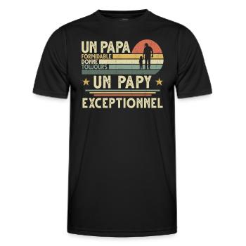 Papa Formidable Donne Toujours Papy Exceptionnel - T-shirt sport Homme - noir - Devant - AI Model Male 178 dark (178cm)