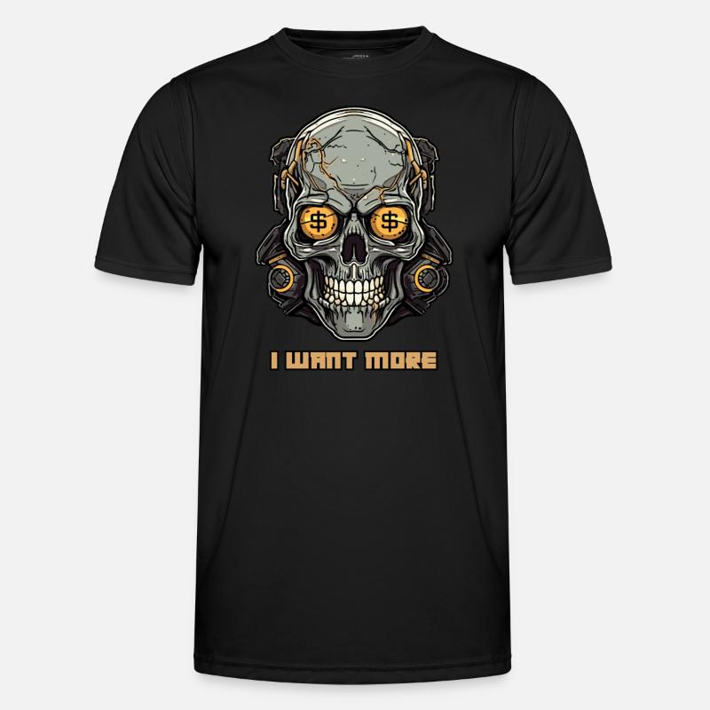 Geldgieriger Cyborg Schädel - Männer Funktions-T-Shirt - Schwarz