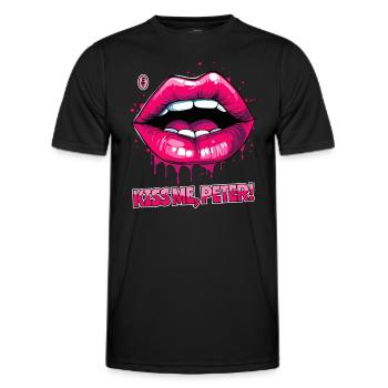 Embrasse-moi, Peter, sur mes lèvres gonflées - T-shirt sport Homme - noir - Devant - AI Model Male 178 dark (178cm)