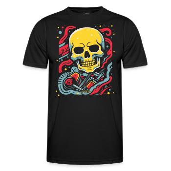 Crâne flottant : Dessin animé Pop Art - T-shirt sport Homme - noir - Devant - AI Model Male 178 dark (178cm)