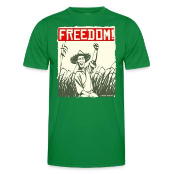 Asian Rice Farmer: Freedom - Men's Functional T-Shirt - kelly green - Front - AI Model Male 178 dark (178cm)